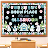 Moinchore Pastel Winter Bulletin Board Set Snow Place Like Our Classroom Decorations Snowmen Gingerbread House Snowflakes Cutout