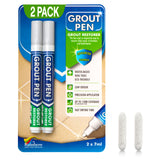 Grout Pen Light Grey Tile Paint Marker: Waterproof Grout Paint, Tile Grout Colorant and Sealer Pen - Narrow 5mm, 2 Pack with Ext