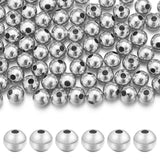 Chuyau 80pcs 5mm Platinum Filled Spacer Beads for Jewelry Making Seamless Smooth Metal Brass Beads for DIY Bracelets Necklace Ea