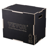 VEVOR 3 in 1 Plyometric Jump Box, Easy-to-Assemble Wood Plyo Box for Jumping Trainers, Home Gym Training and Conditioning, 24 x