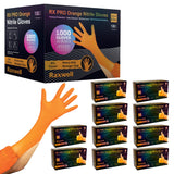 Raxwell Heavy Duty Disposable Orange Nitrile Gloves, X-Large, 8.5 Mil Thick, Raised Diamond Texture, Food Grade & Safe, Auto & C