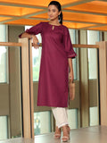 Libas Women'S Silk Regular Kurta (29279_Maroon Maroon L