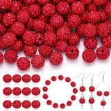 200 Pcs Red Rhinestone Beads for Jewelry Making, Sparkle Crystal Clay Christmas for Bracelet Baseball Necklace Earring Crafting