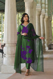 Anni Designer Women'S Cotton Blend Printed Straight Kurta With Pant & Dupatta (Protin-Green-Nw_S_Green_Small),Green,S,,,
