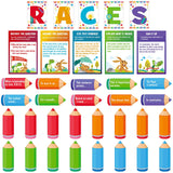 Outus 36 Pcs RACES Writing Strategy Bulletin Board Poster Set, Alphabet Cutout and Writing Posters, Pencils with Sentence Beginn