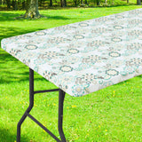 Smiry Rectangle Picnic Tablecloth, Waterproof Elastic Fitted Table Covers for 6 Foot Tables, Wipeable Flannel Backed Vinyl Table