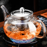 PARACITY Glass Teapot Stovetop 20 OZ/600ml, Tea pot with Removable 18/8 Stainless Steel Infuser, Borosilicate Clear Tea Kettle,