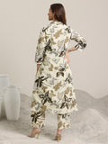 Libas Womens Printed Viscose Co-Ord Set For Women Beige M