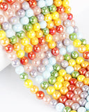 8mm Glass Beads 46PCS Glass Beads for Jewelry Making Charm Round Loose Bead for Bracelet Making Kit (Bobo Beads Rainbow Colors)