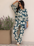 Libas Womens Printed Silk Blend Co-Ord Set For Women Blue Xs 39025