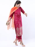 Ketch Women'S Polyester Kurta Set (Khk3000293_Taupe Fuschia 2Xl