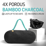 PURGGO Car Air Freshener - Lasts 365+ Days No Chemicals 100% Activated Bamboo Charcoal Fragrance-Free Deodorizer, Natural Auto O