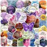 CRAFTEEZY 50 PCs Christian Bible Verse Sticker for Scrapbook Journaling Diary | Scripture Faith Stickers with Floral Quotes for