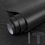 TANONE Black Wood Contact Paper Kitchen Peel and Stick Wallpaper, Self Adhesive Removable Wallpaper Countertops Waterproof, Ship