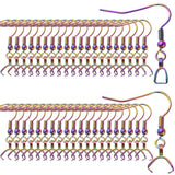 50pcs Stainless Steel Hypoallergenic Earring Hooks With Pendant Clasp for DIY Jewelry Making Accessory, Rainbow Color