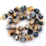 Malahill Wholesale Natural Stone Beads for DIY Jewelry Making Sold per Bag 5 Strands and one roll Cord Inside Faceted S Shape Gr