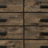 Benjara Wooden Dresser With 8 Drawers And Grain Details, Brown
