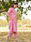 Gosriki Women'S Cotton Blend Straight Printed Kurta With Pant (Cam-Cotton-Pink_4Xl-Go_Pink_Xxxx-Large),Pink,4,B0B8DXTKKK