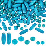 PH PandaHall 480pcs Wooden Spacer Beads, Blue Wooden Beads Round Loose Beads Long Tube Beads with 3 mm Hole for Christmas Jewelr