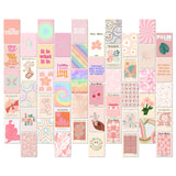Pastel Pink Aesthetic Wall Collage Kit 50 Pcs 4X6 Posters For Room Decor | Coquette, Retro, Smiley, Floral & Minimalist Aestheti