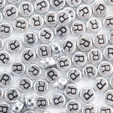Yiizzxin 200Pcs Round Ancient Silver Letter R Beads,4x7mm Flat Letter-R Bead for Bracelets,Alphabet Beads for Jewelry Making DIY