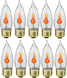 Creative Hobbies 3 Watt Flicker Flame Light Bulb - Flame Shaped, Flickering Orange Glow for Unique Ambience - E26 Standard Base,