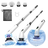 TUYU Electric Spin Scrubber, FullBody IPX7 Waterproof Bathroom Scrubber,4 Replacement Head for Adjustable Extension Handle Elec