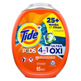 Tide PODS Liquid Laundry Detergent Soap Pacs, 4n1 Ultra Oxi, HE Compatible 85 Count, Built in PreTreater for Stains