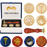 DND Wax Seal Stamp Ideal Gift for Dungeons and Dragons/D&D Envelope Scroll. Fantasy Wax Seal Kit with Dragon/D20 Dice/Magic Potion/Caduceus Great RPG Accessories Nerdy Gift for DND Lover DM & Player-New