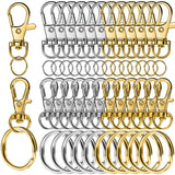LEOBRO 60 PCS Lobster Claw Clasps and Key Rings, Keychain Clips and Key Chain Rings, Keychain Making Kit, for Key Chains, Jewelr