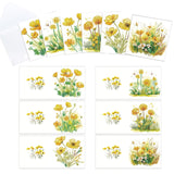 6pcs 5D DIY Diamond Painting Kit Greeting Card, Small Yellow Flower Diamond Handmade Greeting Card with Envelope, Holiday Gift C