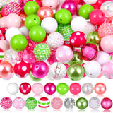 Zeyune 100 Pcs 20mm Beads for Pens Making Rhinestone Beads Mixed Bubblegum Bead Colorful Round Sparkly Chunky Bead for Pens Bead