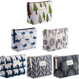 Boao 6 Pieces Canvas Cosmetic Bags Pouches for Purse with Zipper Printed Makeup Bag Multi Function Canvas Travel Pouch Organizer