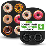 NutriChef Nonstick Donut Pans for Baking | 6 Durable & Easy to Clean Doughnut Molds | Fits Full-Sized Doughnuts | Oven Safe Up T
