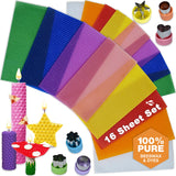 Beeswax Candle Making Kit for Kids - 100% Pure Bees Wax (16 Multicolor Sheets) DIY Candle Rolling Supplies for DIY Art Craft and