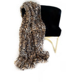 Plutus Natural Leopard Sharpei Faux Fur Luxury Throw Blanket 90In X 90In