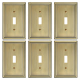 6-Pack Single Toggle Light Switch Cover Plate, Durable Solid Zinc Alloy Decorative Switch Plate Covers, Antique Brass 1 Gang Wal