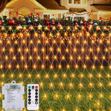 echosari Battery Operated Net Lights, 100 LED Net Fairy Lights 8 Modes Remote Timer Dimmable Garden Patio Mesh Lighting for Bush