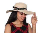 Icw Women Foldable Wide Brim Bowknot Beach And Summer Straw Sun Hat Caps For Girls Uv Protection (Off White)