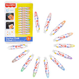 Fisher-Price Dustless Chalk Set - 12 Bright Colors with Adjustable Holders, Portable Storage Case, Washable Art Supplies, Safe &
