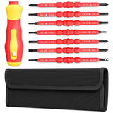 Insulated Screwdriver Set - 14 Tips (3 Crosshead, 3 Slotted, 4 Six-Point, 2 Square, 2 Hexagonal) Magnetic Screwdriver Set with 5