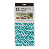 Teal Abstract Leaf Print Fridge Liner Set/6