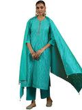 Libas Women'S Chanderi Silk Kurta Set (49468_Teal_Xl)