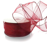 Ribbon Traditions 2.5 Wired Sheer Organza Ribbon Scarlet 10 Yards