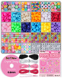 BestNow Kandi Beads Bracelet Making Kit Beads for Pony Beads Polymer Clay Beads 2 Types of Letter Beads 13 Types of Charm Beads