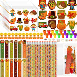 Cholemy 84 Pcs Fall Pumpkin Party Favor Thanksgiving Party Supplies Pumpkin Maple Stationery Set Notebook Sticker Stamper Eraser