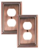 TREEWELL 2-Pack Duplex Outlet Cover Plate, Antique Copper Metal Wall Plates for Electrical Outlets, 1 Gang Receptacle Cover, Pea