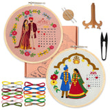 Picknmake Diy Hand Embroidery Combo Kit For Beginners | Shubh Vivah & Mandap Ceremony Calendar Designs | Printed Fabric, Frame,