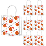 24Pcs Basketball Clear PVC Gift Bags with Handles Bulk 8 x 8 x 3In Sport Theme Goodie Treat Candy Bags Basketball Team Present W
