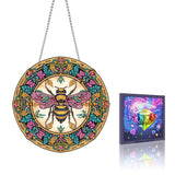 VAIIEYO Bee Diamond Art Hanging Ornament, Animal Diamond Painting Suncatchers Window Hanging Kit with Chain, 7.5x7.5 inch Crysta